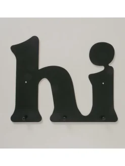 Garderobenhaken ''Hi'' in Schwarz - (B)38 x (H)30 x (T)2 cm