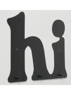 Garderobenhaken ''Hi'' in Schwarz - (B)38 x (H)30 x (T)2 cm