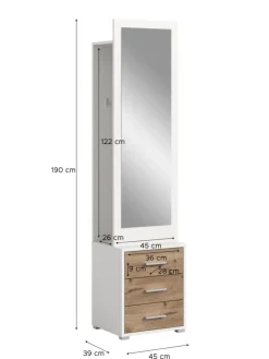 Garderobenkombination (B/H/T: 45x190x38 cm) in Nox Oak Nachbildung