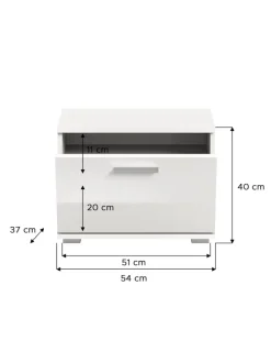 Garderobenkombination (B/H/T: 110x191x37 cm) in weiß und weiß Hochglanz