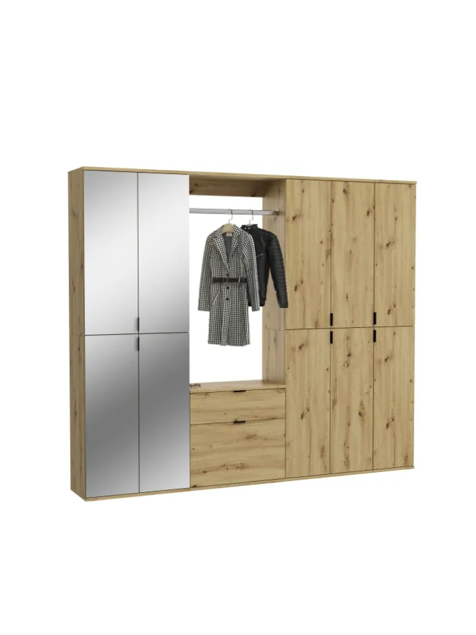 Garderobenkombination (B/H/T: 213x193x34 cm) in Artisan Eiche Nachbildung