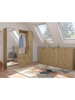 Garderobenkombination (B/H/T: 152x193x34 cm) in Artisan Eiche Nachbildung