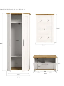 Garderobenkombination (B/H/T: 175x196x39 cm) in Sibiu Lärche Nachbildung