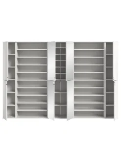 Garderobenkombination (B/H/T: 262x191x37 cm) in weiß hochglanz