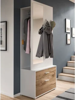 Garderobenkombination (B/H/T: 80x190x38 cm) in Nox Oak Nachbildung