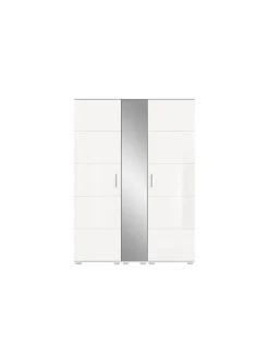 Garderobenkombination (B/H/T: 140x191x37 cm) in weiß und weiß Hochglanz