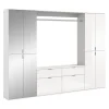 Garderobenkombination (B/H/T: 243x193x34 cm) in weiß und weiß Hochglanz