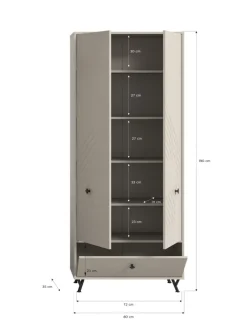 Garderobenschrank (B/H/T: 80x190x35 cm) in sandbeige