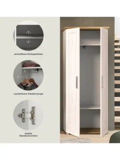 Garderobenschrank (B/H/T: 80x196x39 cm) in Sibiu Lärche Nachbildung