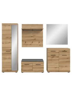 Garderoben-Set ink. Sitzkissen (B/H/T: 272x197x40 cm) in Evoke Oak Nachbildung