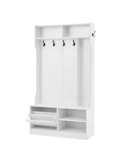 Garderobenset mit Sitzbank in Weiß - 100×185.5×40 cm