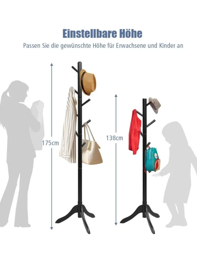 Garderobenständer 175cm in Schwarz