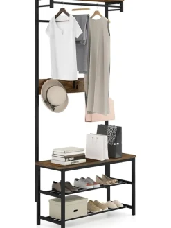 Garderobenständer 5-in-1 80 × 32 × 169 cm in Braun