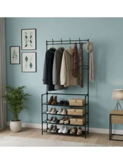 Garderobenständer in Schwarz - (B)59,5 x (H)150,5 x (T)25 cm