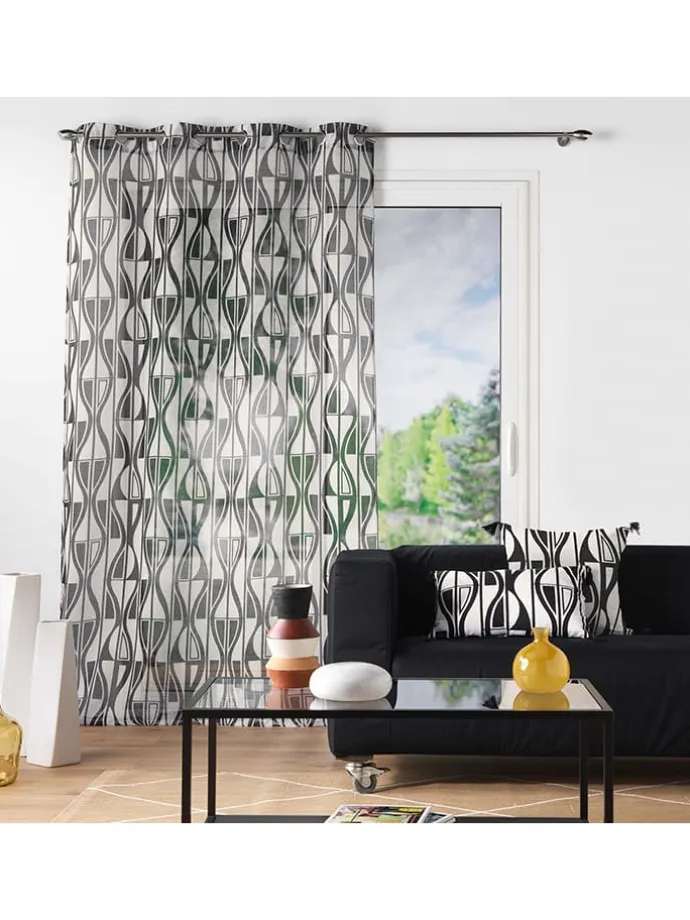 Gardine "Ikaris" in Schwarz/ Weiß