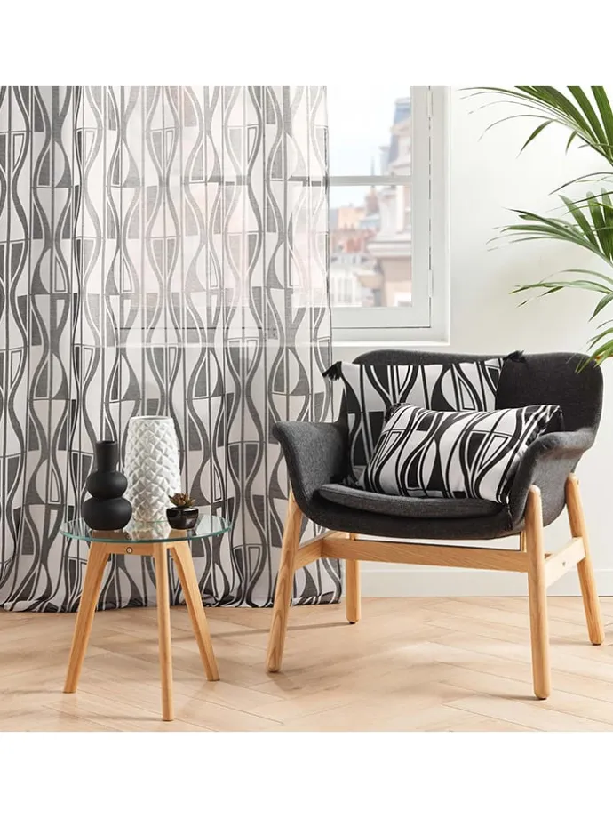 Gardine "Ikaris" in Schwarz/ Weiß