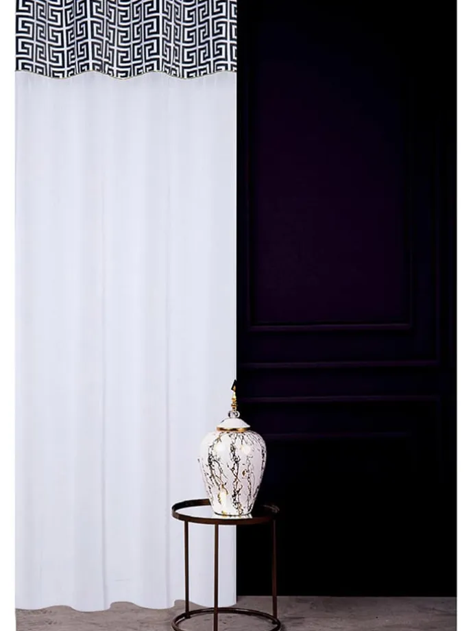 Gardine in Weiß/ Schwarz - (L)270 x (B)140 cm