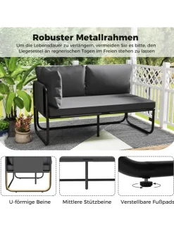 Garten Lounge Sofa 2-Sitzer in Grau