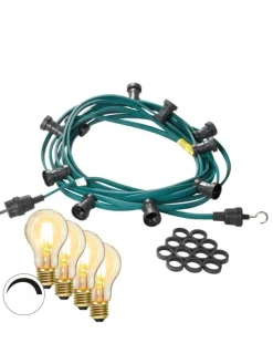 Garten Party Lichterkette Illu 10x dimmbare Glühbirne 5m grün