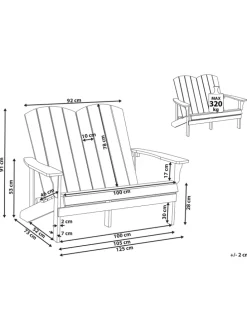 Gartenbank ADIRONDACK in Rot - (W) 125 x (H) 91 x (L) 73 cm