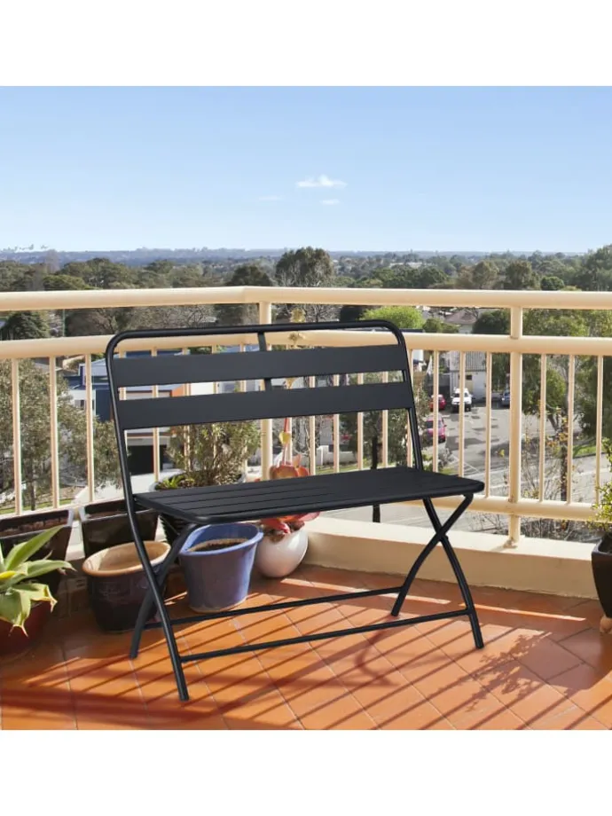 Gartenbank in Anthrazit - (B)90 x (H)83,5 x (T)49 cm