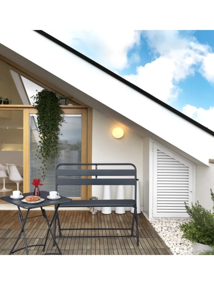 Gartenbank in Anthrazit - (B)90 x (H)83,5 x (T)49 cm