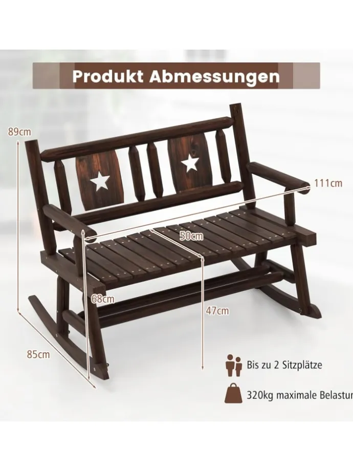 Gartenbank Schaukelbank 111x85x89cm in Braun