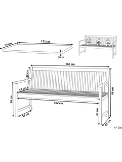 Gartenbank VIVARA in Braun/Weiß/Blau - (W) 160 x (H) 88 x (L) 61 cm