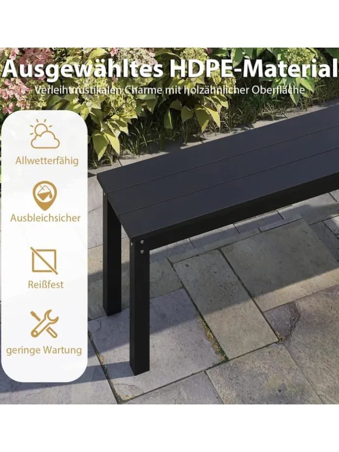 Gartenbank wetterfest 3-Sitzer in Schwarz