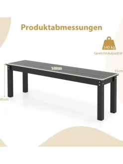 Gartenbank wetterfest 3-Sitzer in Schwarz