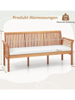 Gartenbank Akazienholz für 3 Personen in Beige