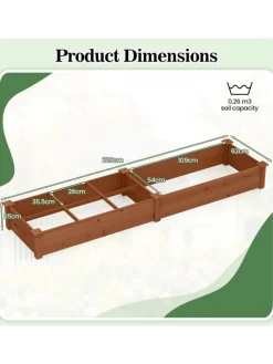 Gartenbeet mit 2 Pflanzkästen 228x62x25cm in Braun
