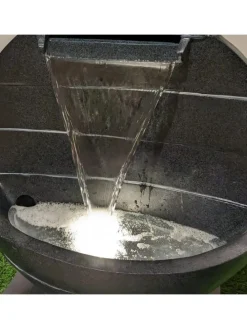 Gartenbrunnen mit Wasserfall und LED Beleuchtung H: 59cm in anthrazit