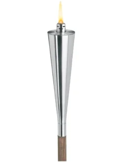 Gartenfackel mit Holzstab "Orchos" in Silber/ Braun - (H)151 cm