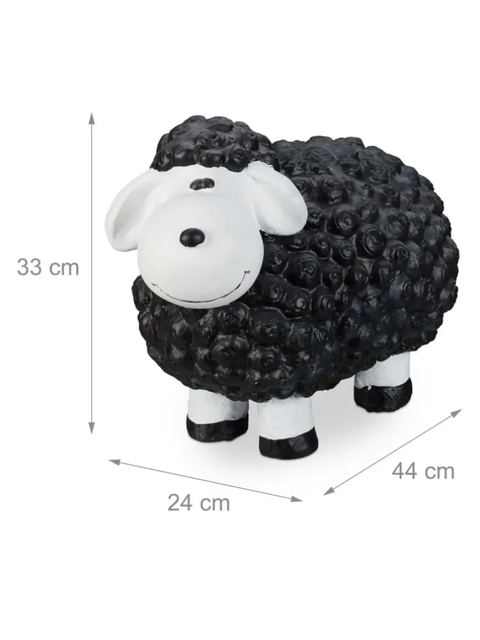 Gartenfigur Schaf in Schwarz