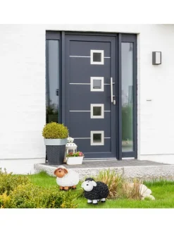 Gartenfigur Schaf in Schwarz