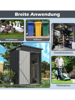Gartenhaus Metall 1,88 m³ Türgröße: 72,5x159cm in Grau