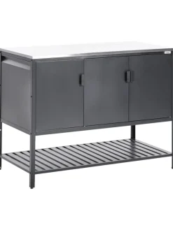 Gartenküche MAENZA in Schwarz/Silber - (W) 120 x (H) 93 x (L) 60 cm