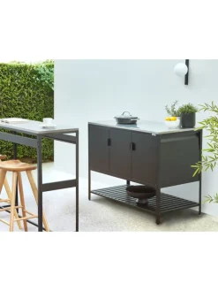 Gartenküche MAENZA in Schwarz/Silber - (W) 120 x (H) 93 x (L) 60 cm