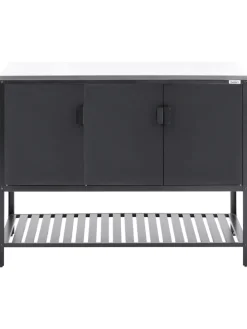 Gartenküche MAENZA in Schwarz/Silber - (W) 120 x (H) 93 x (L) 60 cm