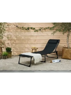 Gartenliege in Schwarz - (B)59 x (H)30 x (T)189 cm