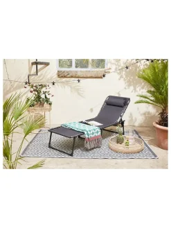 Gartenliege in Schwarz - (L)189 x (B)59 cm