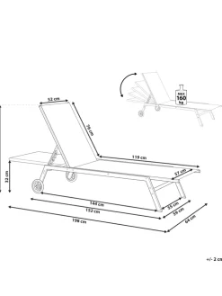Gartenliege LEVANZO in Rot/Schwarz - (W) 64 x (H) 96 x (L) 198 cm