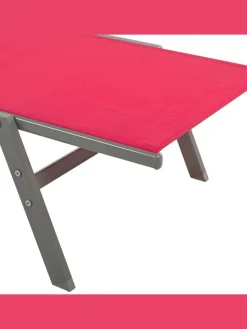 Gartenliege LEVANZO in Rot/Schwarz - (W) 64 x (H) 96 x (L) 198 cm