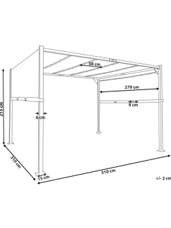 Garten-Pergola PARGA in Beige/Schwarz - (W) 310 x (H) 215 x (L) 310 cm