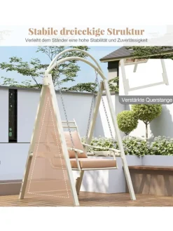 Gartenschaukel mit Gestell mit abnehmbaren Kissen in Weiß