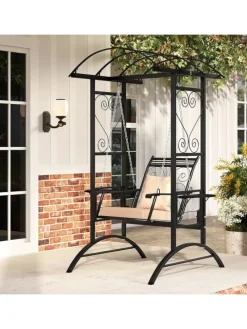 Gartenschaukel mit Gestell & 2 Rankgittern in Schwarz