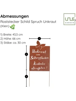 Gartenschild Rost Unkraut Spruch in Braun