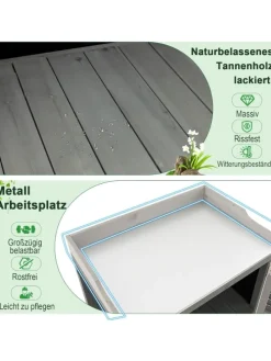 Gartenschrank Tannenholz 67x47x100cm in Grau