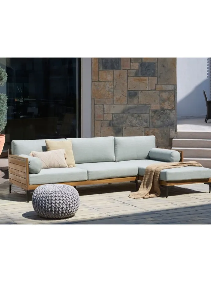 Gartensofa CAVEZZO in Grau/Schwarz/Braun - (W) 254 x (H) 77 x (L) 150 cm